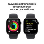 Apple Watch Series 10 GPS 42 mm Aluminium Noir de Jais Bracelet Sport Noir S/M – Image 5