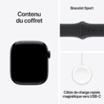 Apple Watch Series 10 GPS 42 mm Aluminium Noir de Jais Bracelet Sport Noir S/M – Image 6