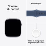 Apple Watch Series 10 GPS 46 mm Aluminium Argent Bracelet Sport Denim M/L – Image 6