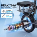 AOVOPRO Ladped Trottinette électrique LPBS Avec Siège et Panier 14 pouces- 500W - 10.4Ah - Noir – Image 4