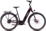 Vélo de Ville Électrique Cube Supreme Hybrid Deluxe Pro 625 Easy Entry Enviolo City Courroie 625 Wh 700 mm Rouge Amarone 2025