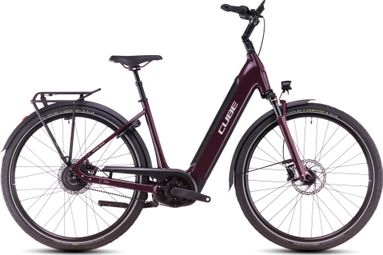 Vélo de Ville Électrique Cube Supreme Hybrid Deluxe Pro 625 Easy Entry Enviolo City Courroie 625 Wh 700 mm Rouge Amarone 2025