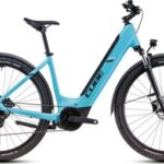VTC Électrique Cube Nuride Hybrid Performance 500 Allroad Easy Entry Shimano Cues 9V 500 Wh 29'' Bleu Swimming Pool 2025